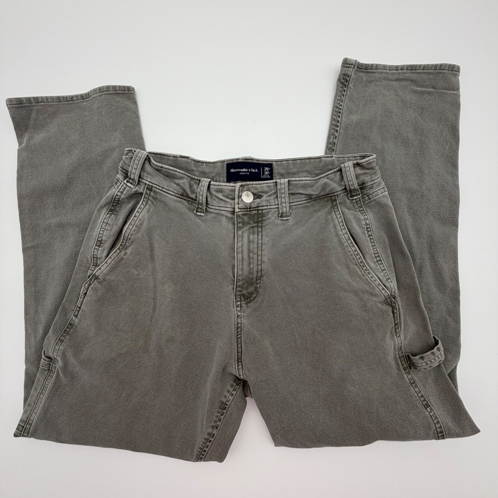 Abercrombie & Fitch Mens Carpenter Pants Gray Stretch Workwear 29x30